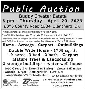 Buddy Chester Estate Auction - Acreage & Home - Blanchard OK - image 2